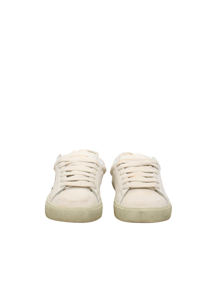 Saint Laurent Worn-Look Court Classic Sneakers