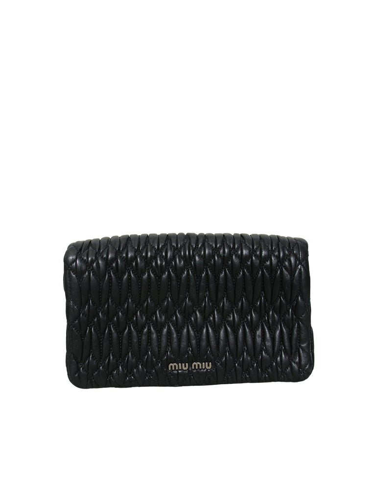 Miu Miu Leather Clutch Bag with Jewel Embellishment