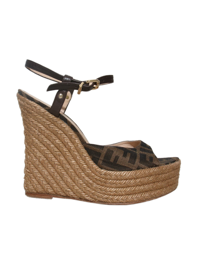Fendi Monogram Wedge Sandals