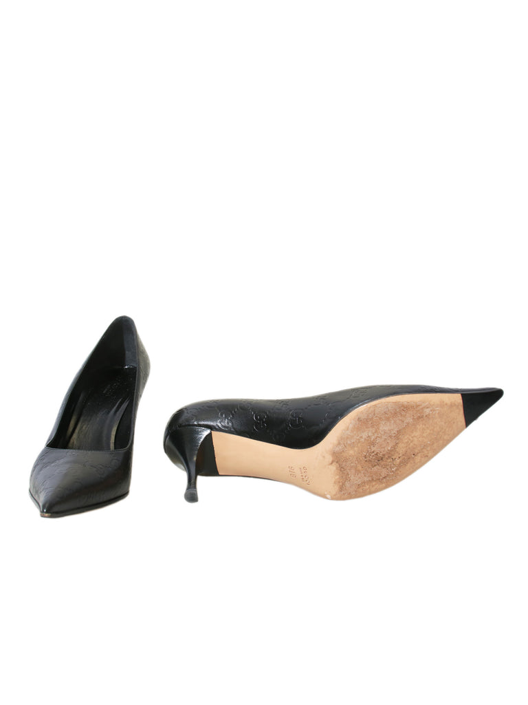 Gucci Embossed Monogram Pointed Pumps
