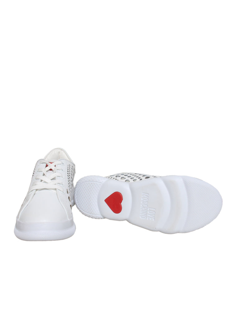 Leather Cutout Heart Sneakers