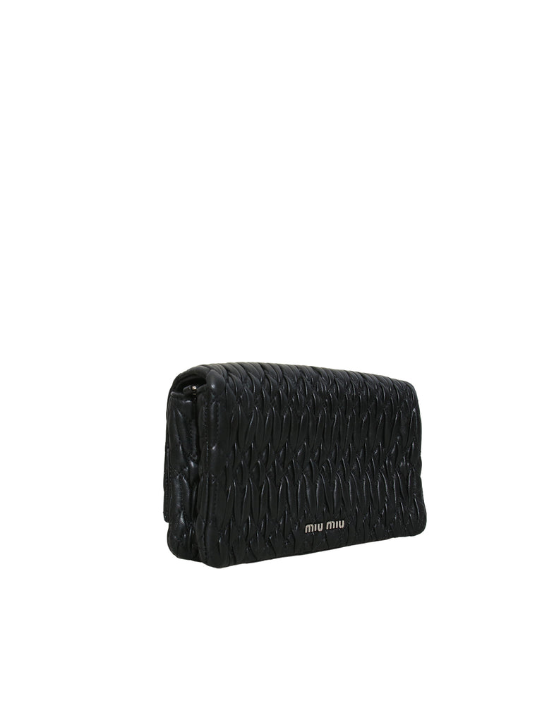 Miu Miu Leather Clutch Bag with Jewel Embellishment
