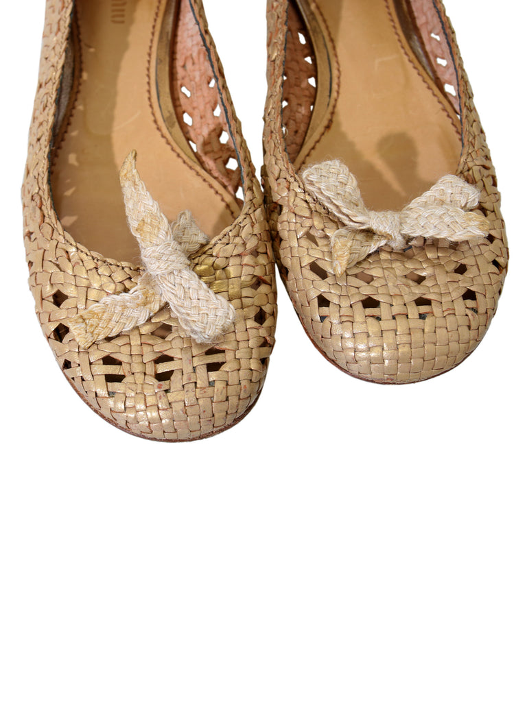 Miu Miu Weaved Leather Ballet Flats