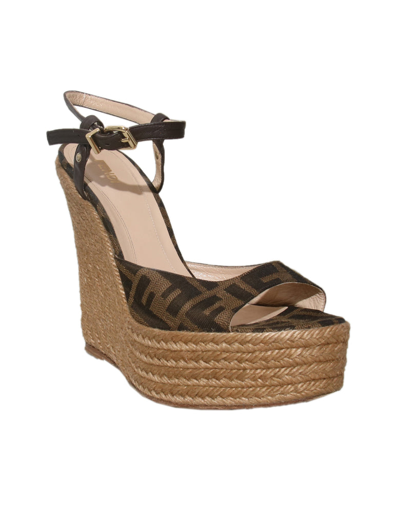 Fendi Monogram Wedge Sandals