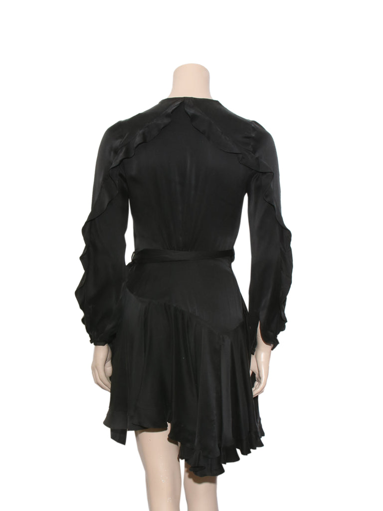 Silk Ruffle Wrap Dress