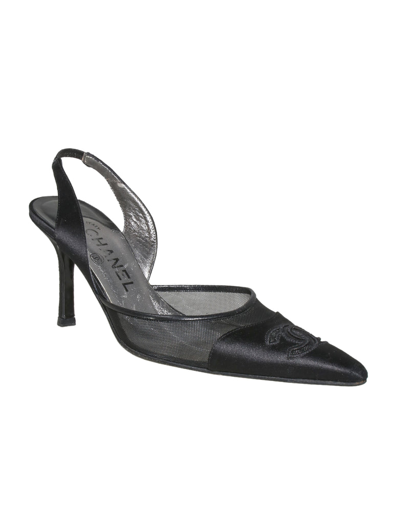Chanel Slingback Mesh Pumps