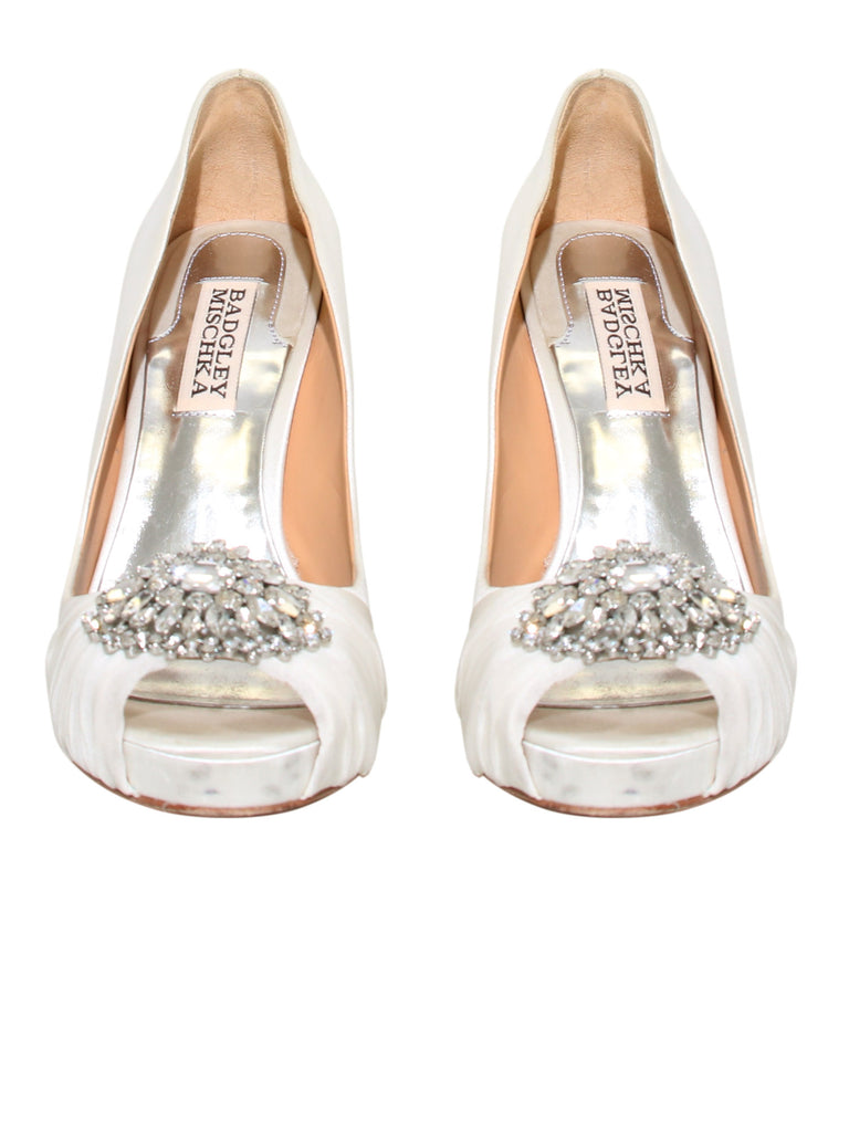 Badgley Mischka Satin Embellished Pumps