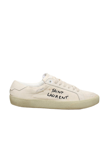 Saint Laurent Worn-Look Court Classic Sneakers