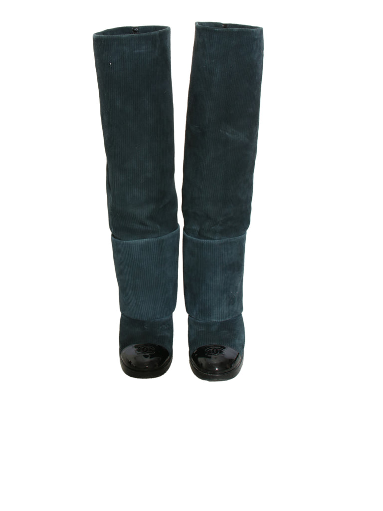 Suede Round Toe Knee-High Boots