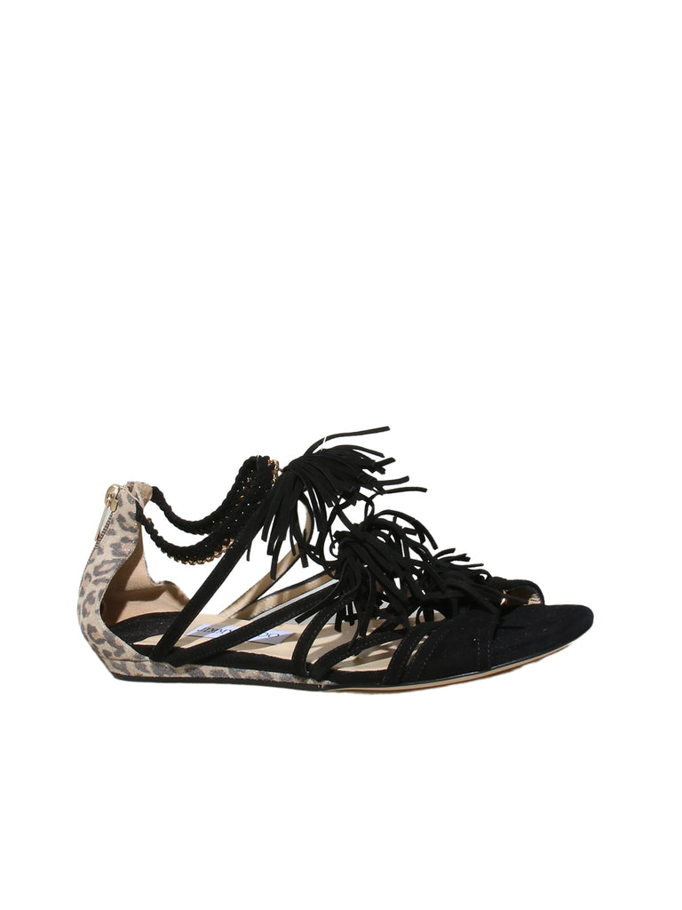 Jimmy Choo Suede Tassel Flat Sandals