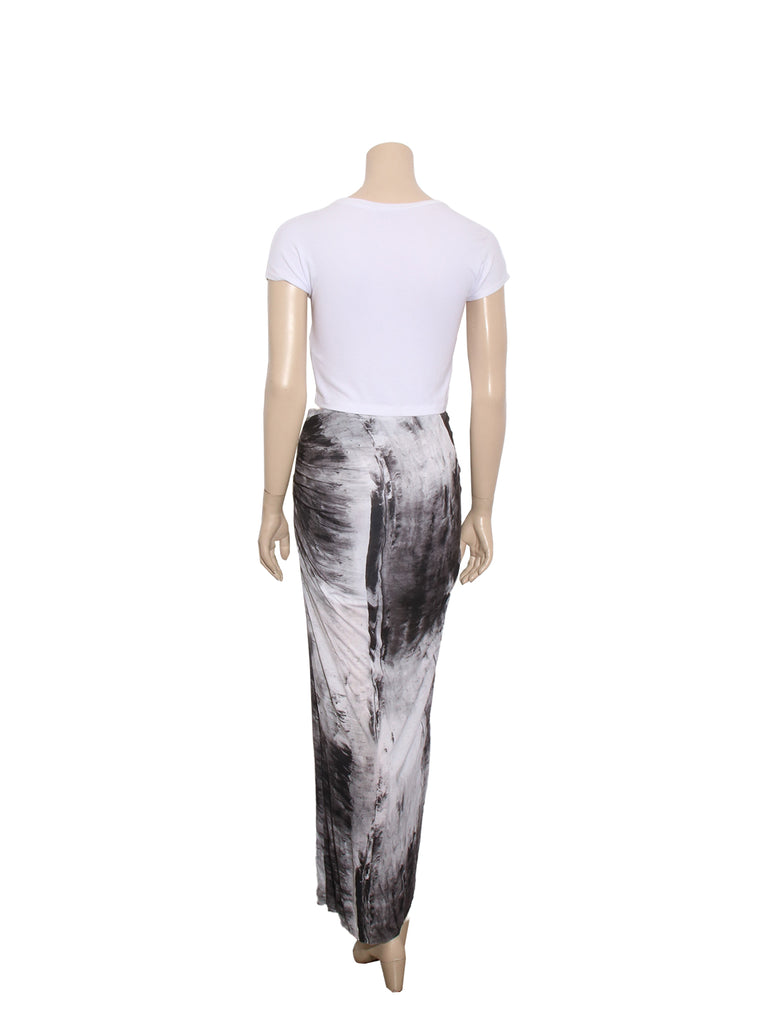 Helmut Lang Printed Draped Maxi Skirt