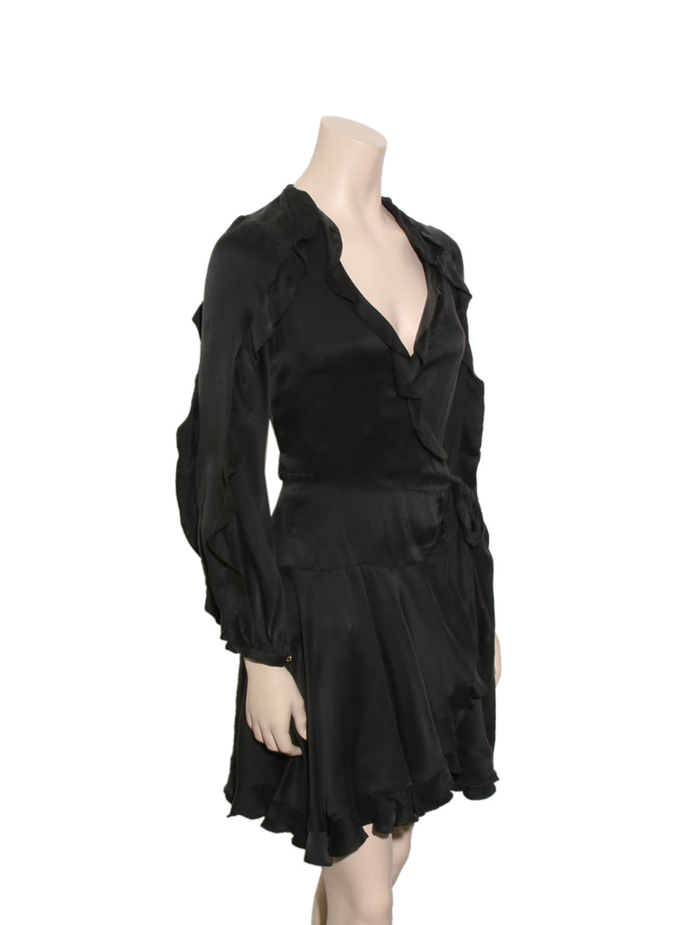 Silk Ruffle Wrap Dress