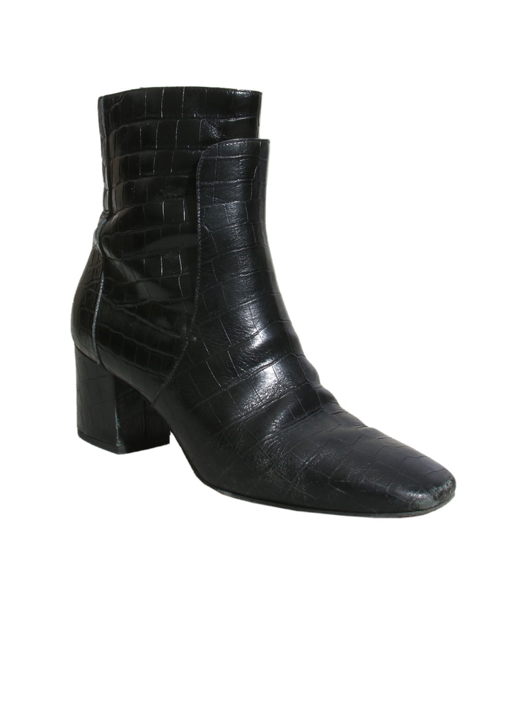 Embossed Leather Booties