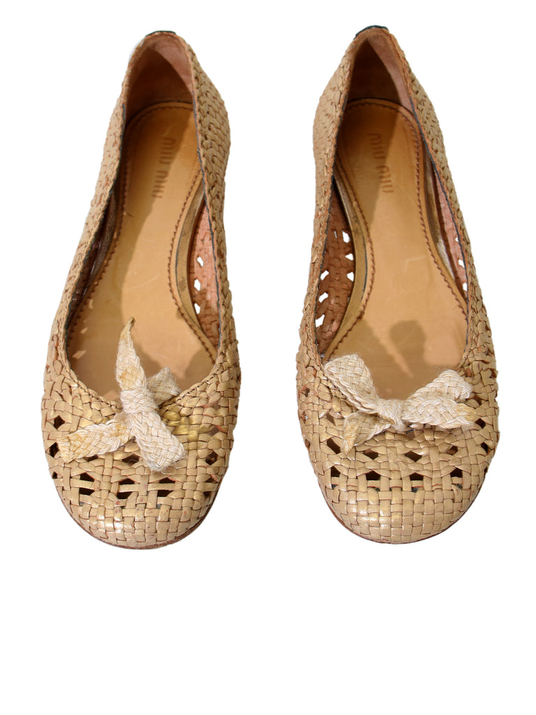Miu Miu Weaved Leather Ballet Flats