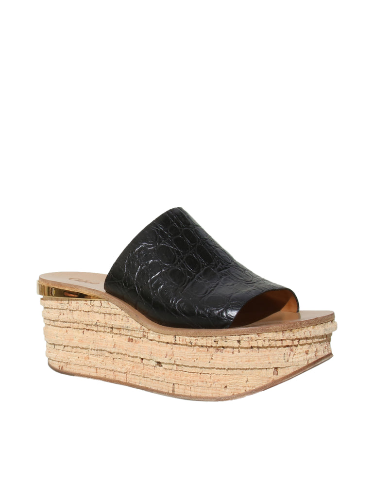 Cork Wedge Slide Sandals