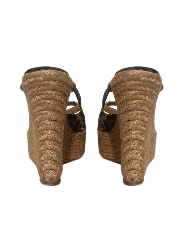 Fendi Monogram Wedge Sandals