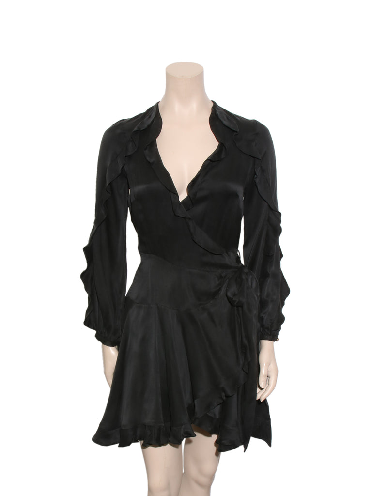 Silk Ruffle Wrap Dress