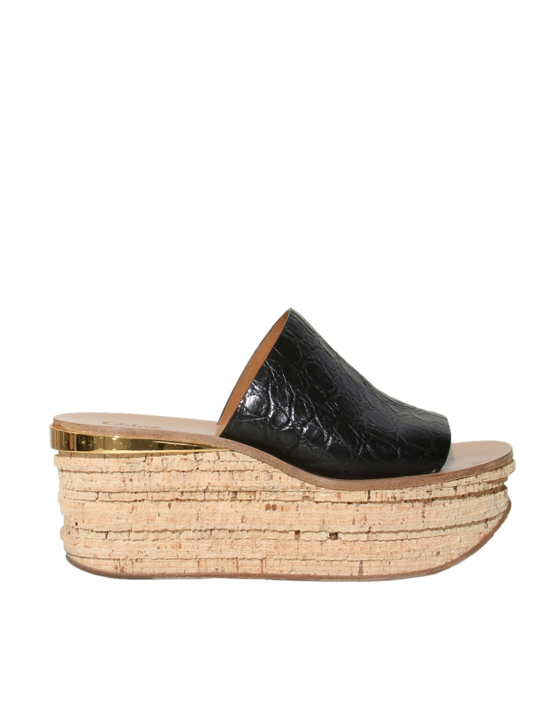 Cork Wedge Slide Sandals