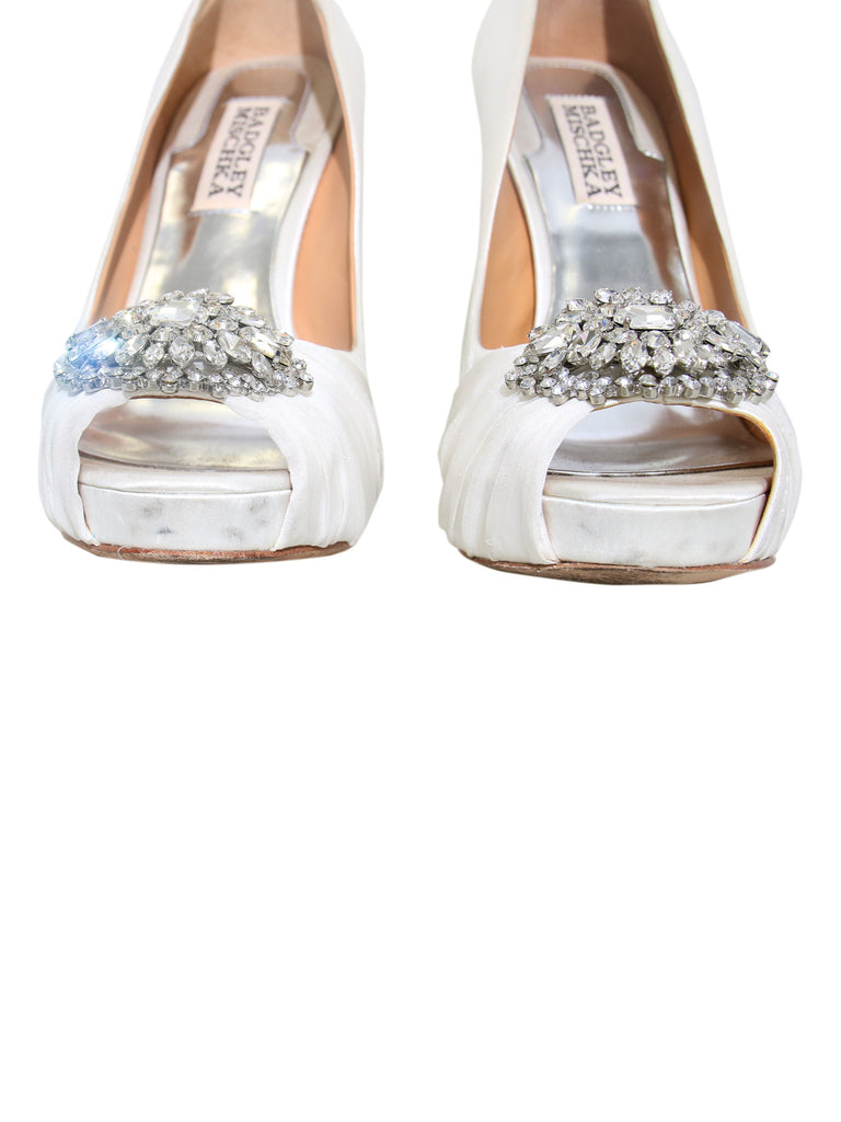 Badgley Mischka Satin Embellished Pumps