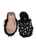 Miu Miu Studded Faux Fur Slippers