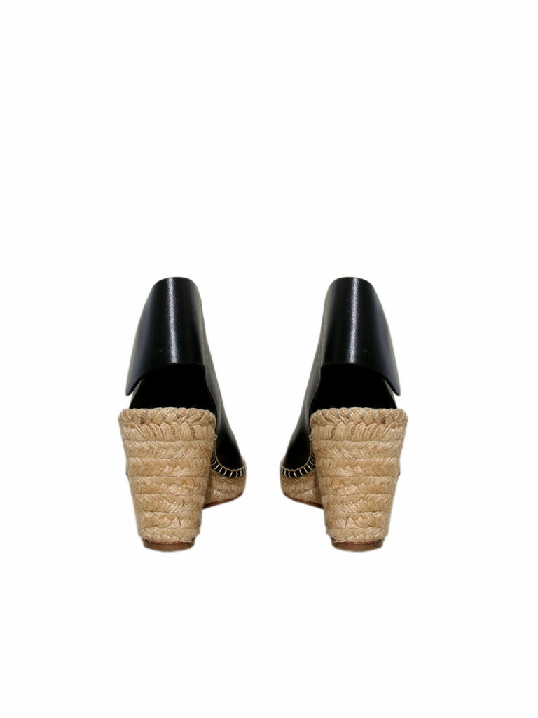 Celine Leather Espadrille Wedge Sandals