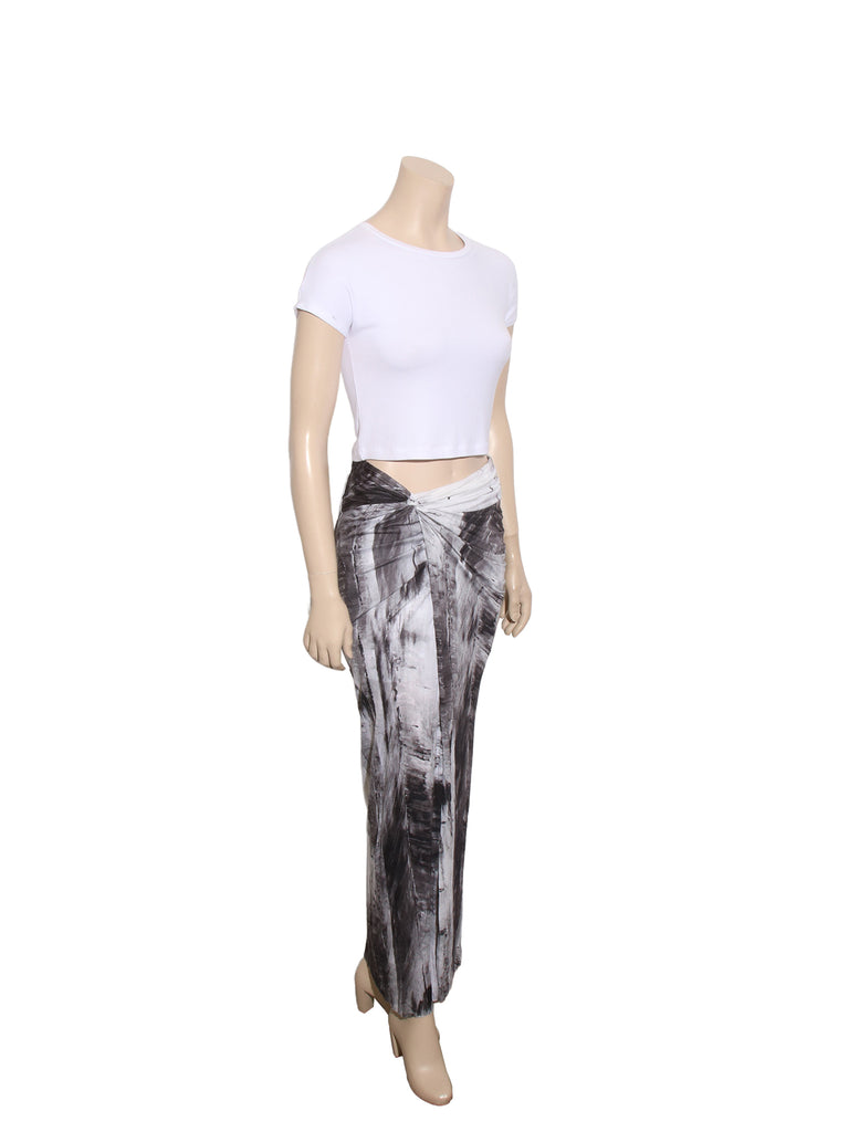 Helmut Lang Printed Draped Maxi Skirt