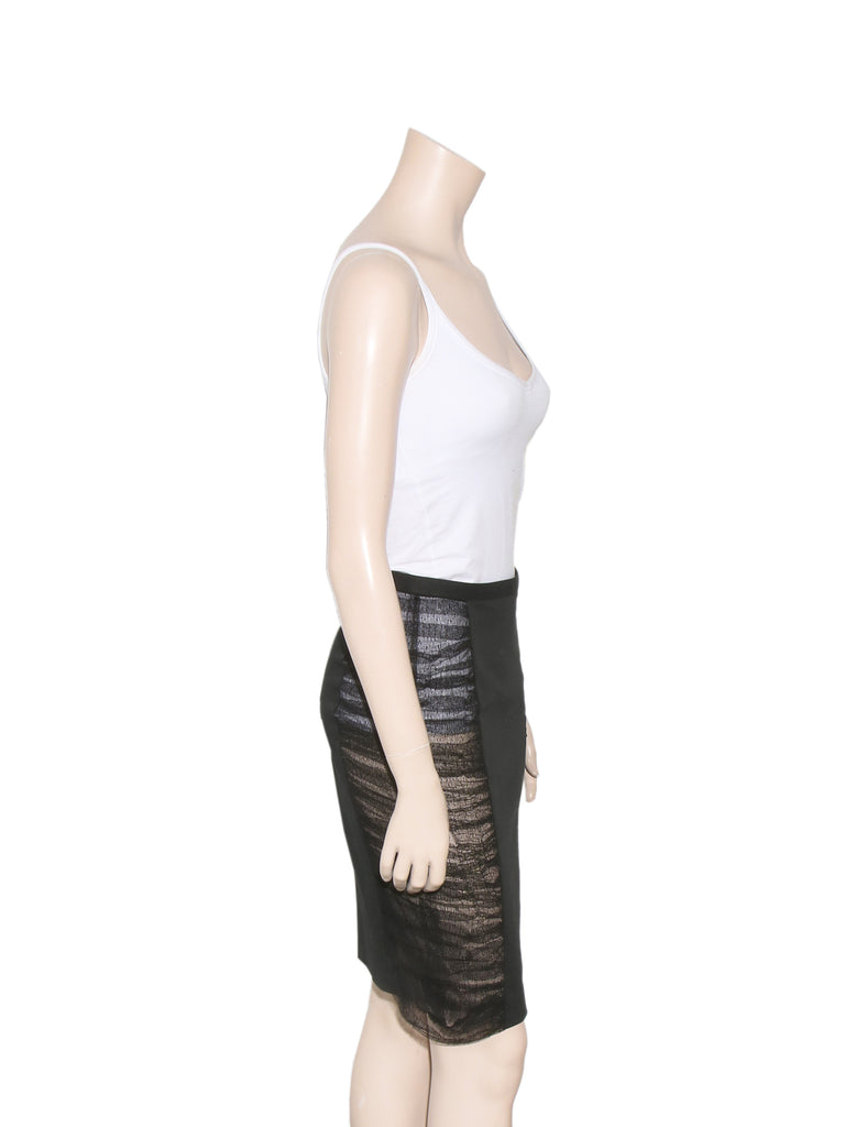 Fendi Tulle-Panelled Pencil Skirt