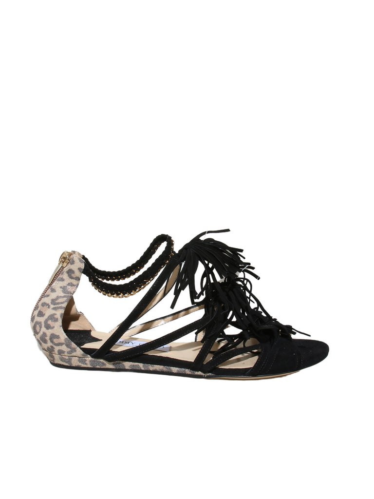 Jimmy Choo Suede Tassel Flat Sandals