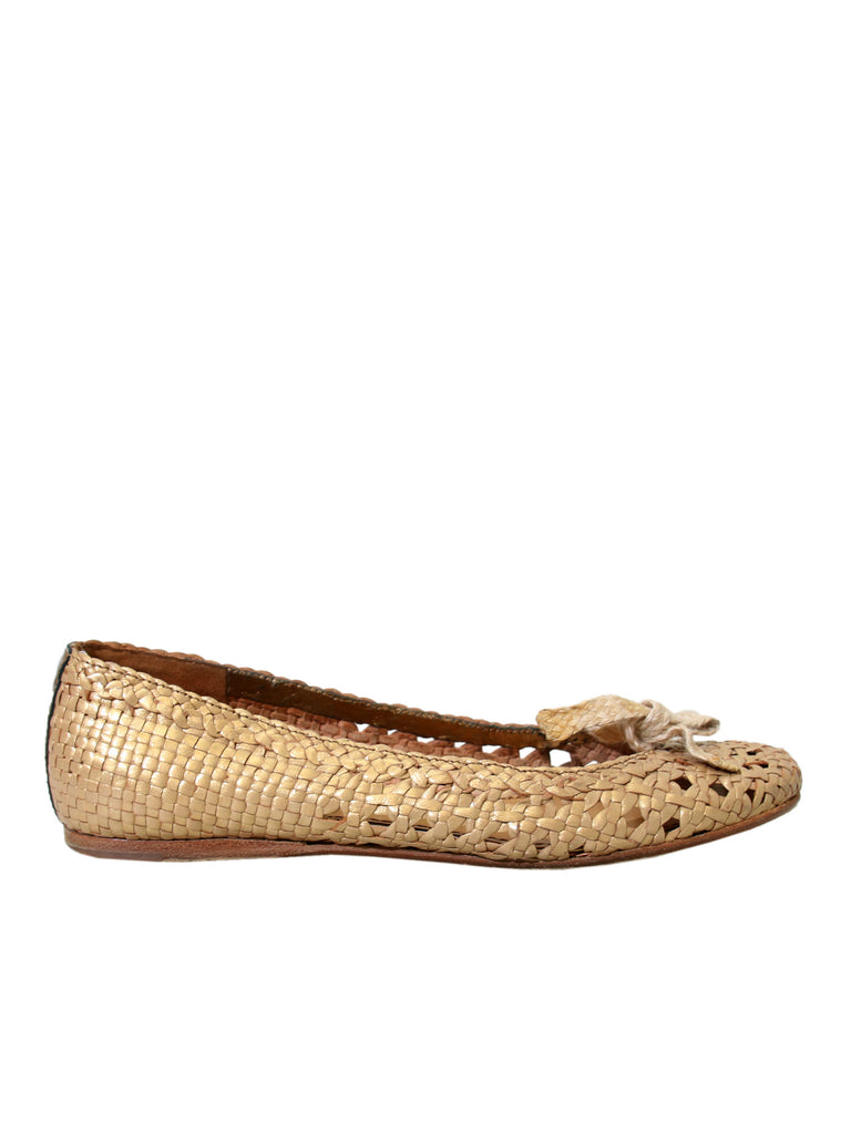 Miu Miu Weaved Leather Ballet Flats