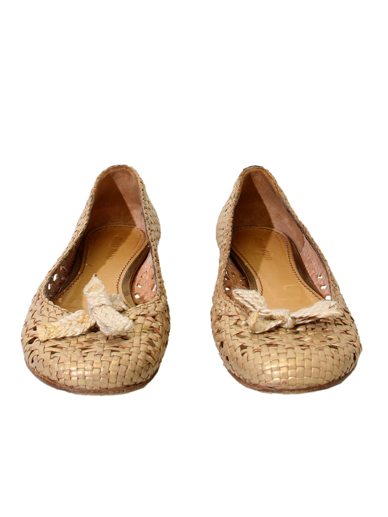 Miu Miu Weaved Leather Ballet Flats