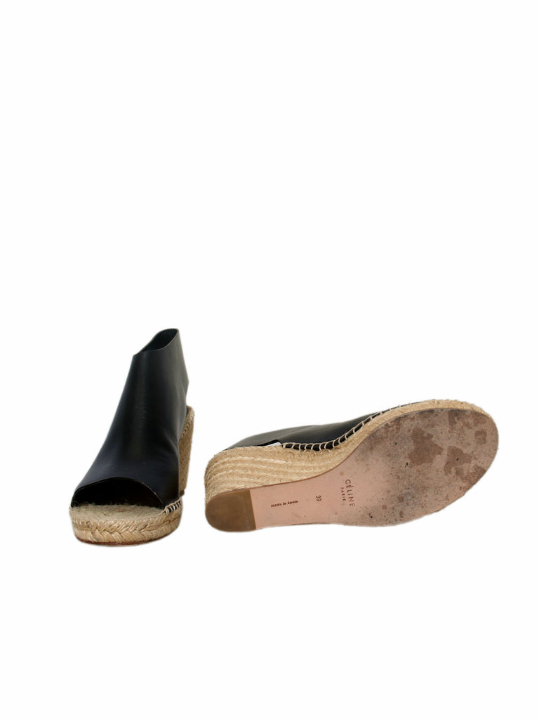 Celine Leather Espadrille Wedge Sandals