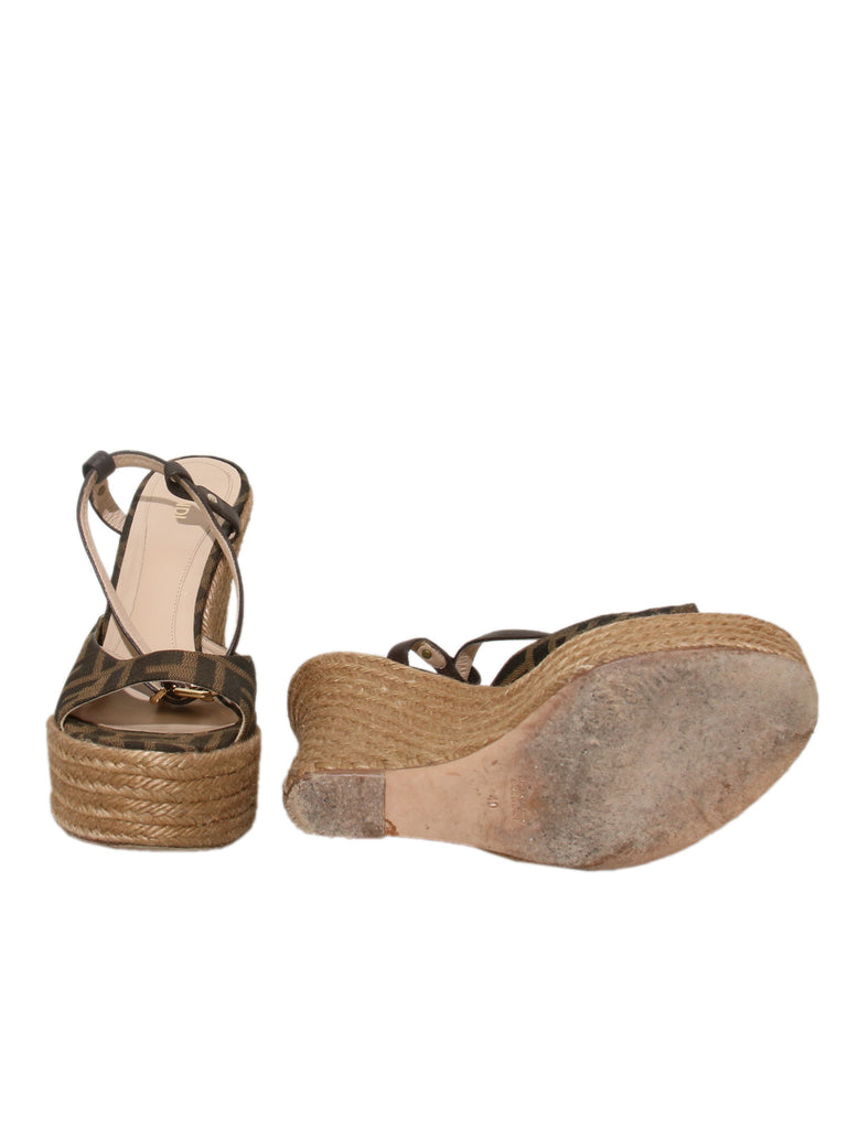 Fendi Monogram Wedge Sandals
