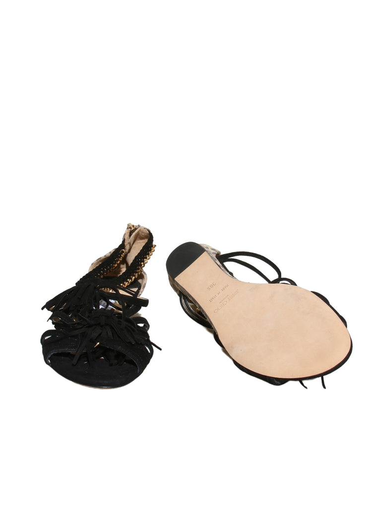 Jimmy Choo Suede Tassel Flat Sandals