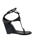 Thomas Wylde Suede Embellished Wedge Sandals