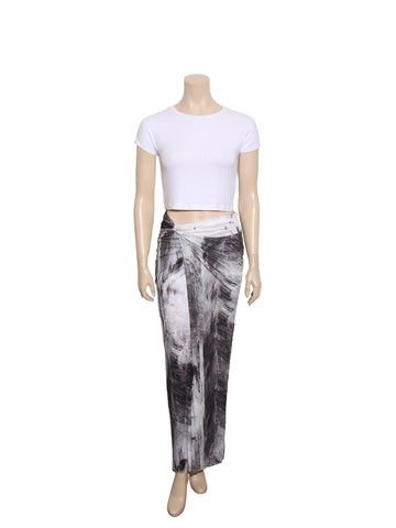 Helmut Lang Printed Draped Maxi Skirt