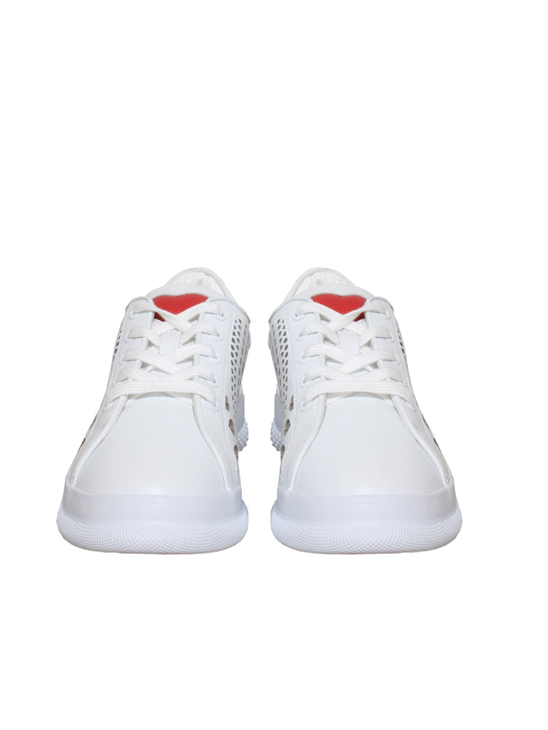Leather Cutout Heart Sneakers