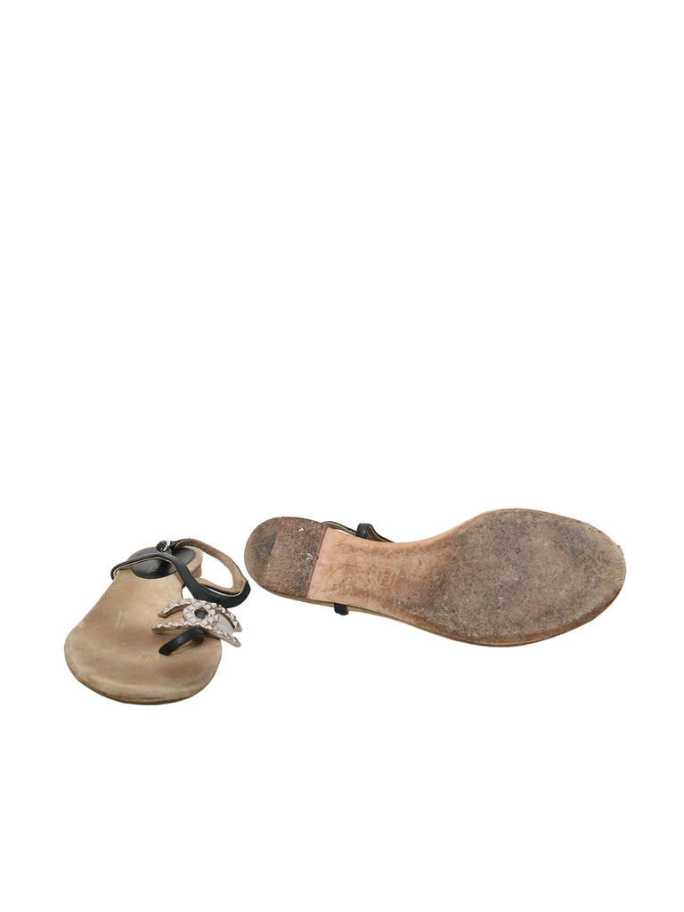 Chanel CC Logo Leather Sandals