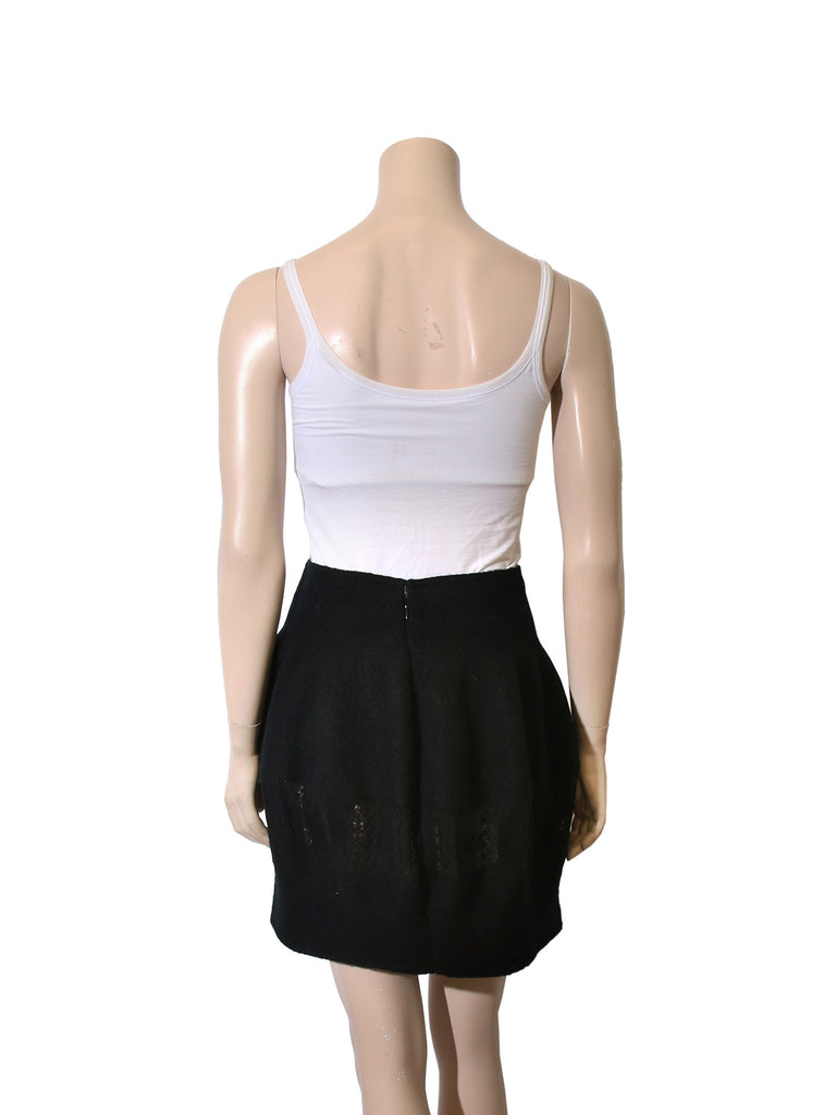 Alaïa Wool Lace Knit-Accented Skirt