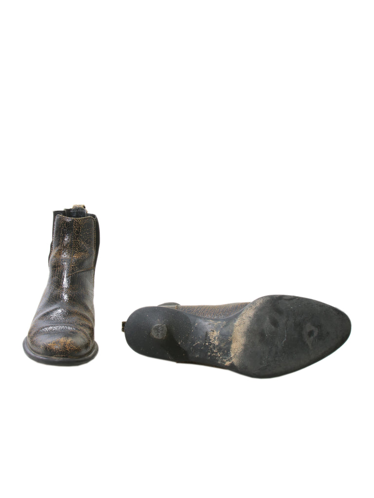 Miu Miu Distressed Leather Booties