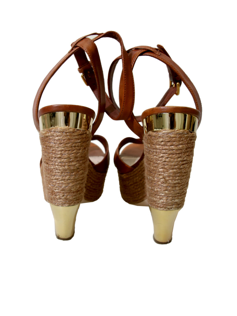 Miu Miu Leather Platform Wedge Sandals