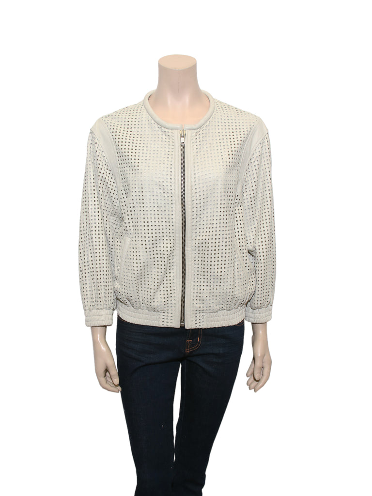Iro Chan Perforated Leather Bomber Jacket