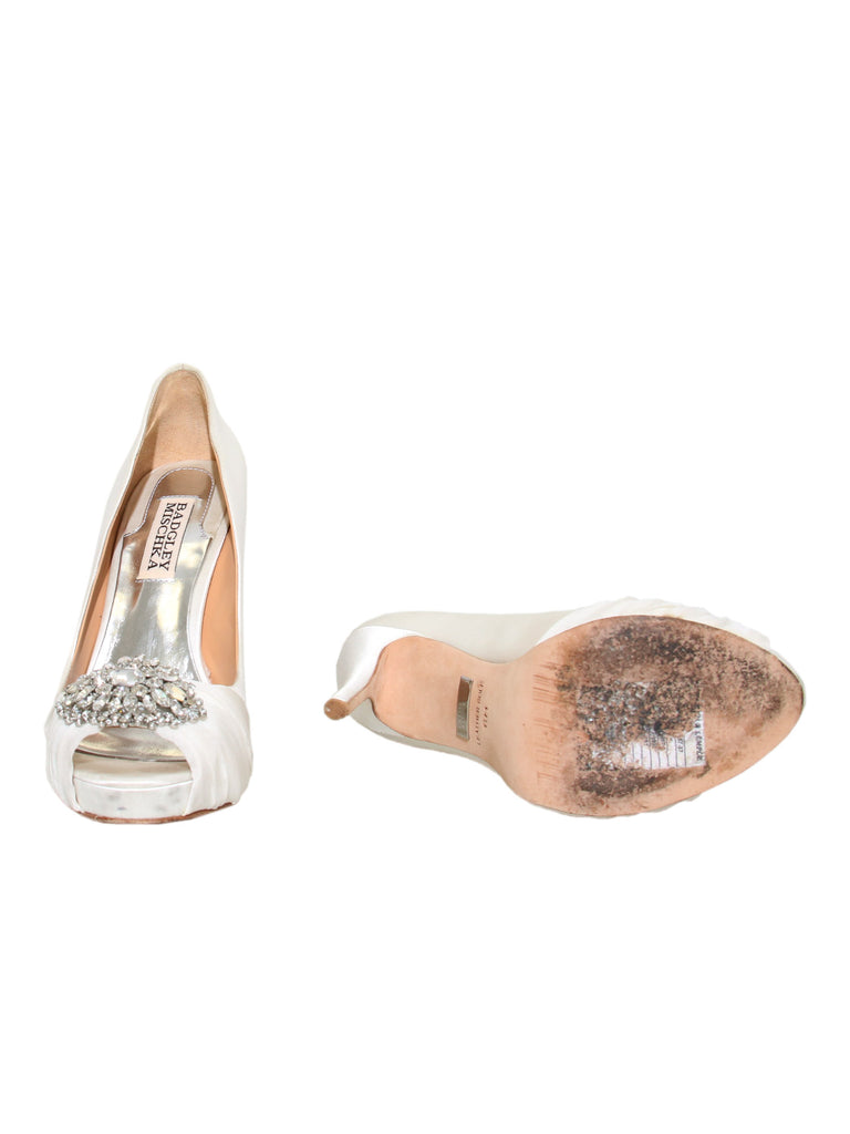Badgley Mischka Satin Embellished Pumps