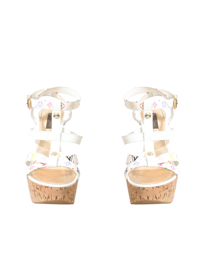 Louis Vuitton Multicolor Monogram Wedge Sandals