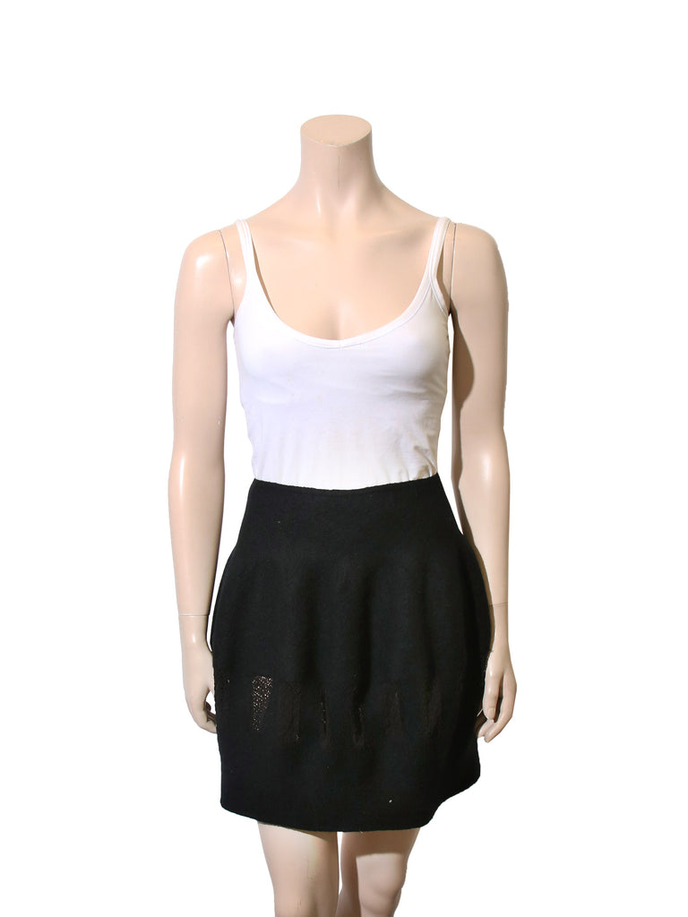 Alaïa Wool Lace Knit-Accented Skirt