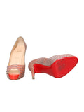 Christian Louboutin Snakeskin Peep-Toe Pumps