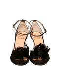 Satin Feather Trim Sandals