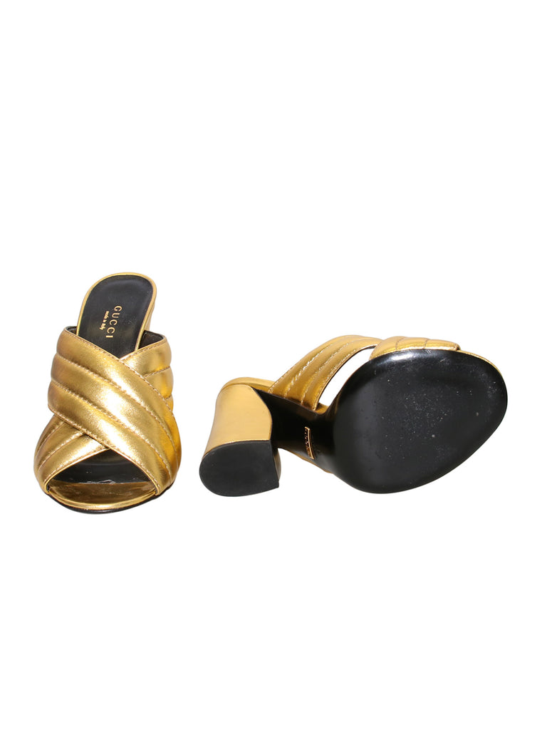 Gucci Webby Metallic Leather Sandals