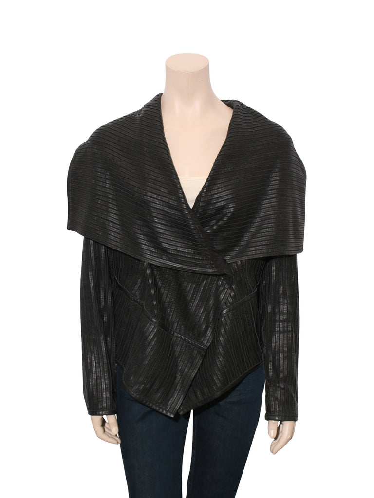 Pink Tartan Leather Draped Jacket