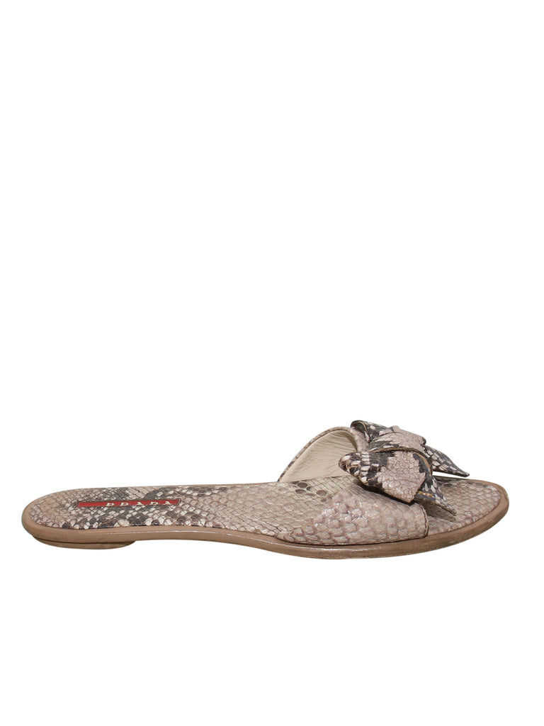 Prada Snakeskin Bow Slides
