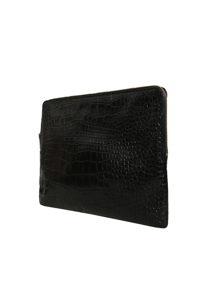 Lanvin Embossed Oversize Leather Clutch Bag
